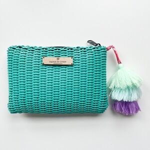 Squeeze de Citron Lemon Drop Teal Clutch Bag Pouch Purple Blue Tassel